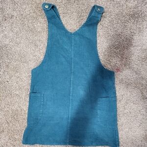 Teal Corduroy Overall Dress